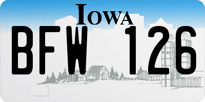 IA license plate BFW126