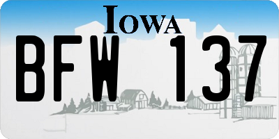 IA license plate BFW137