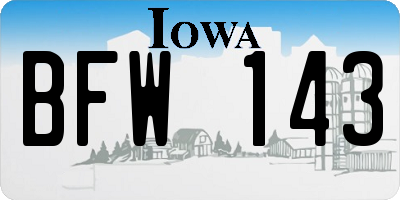 IA license plate BFW143