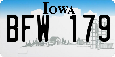 IA license plate BFW179