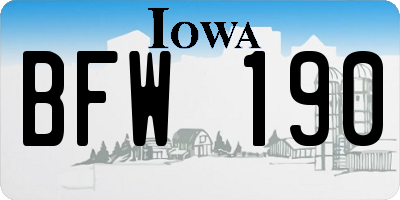 IA license plate BFW190