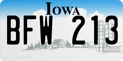 IA license plate BFW213