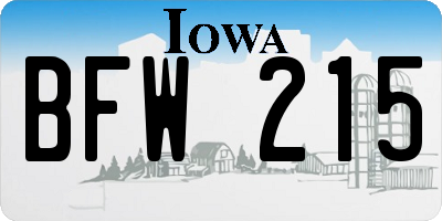 IA license plate BFW215