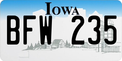 IA license plate BFW235