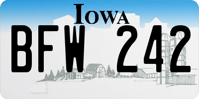 IA license plate BFW242