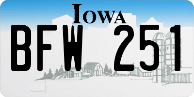 IA license plate BFW251