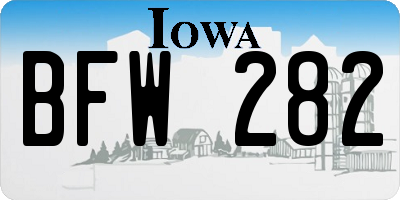 IA license plate BFW282