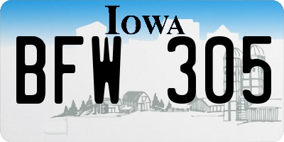 IA license plate BFW305