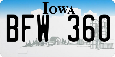 IA license plate BFW360