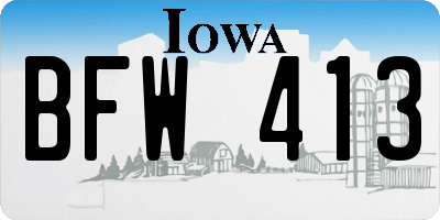 IA license plate BFW413