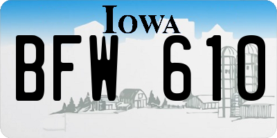 IA license plate BFW610