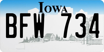 IA license plate BFW734