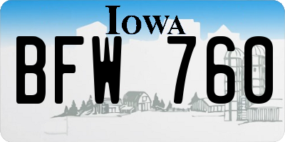 IA license plate BFW760