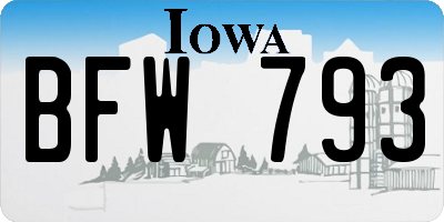 IA license plate BFW793