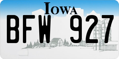 IA license plate BFW927