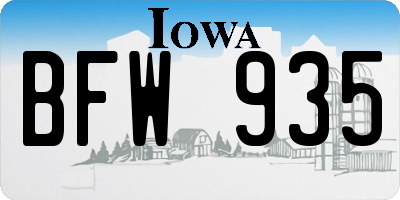 IA license plate BFW935