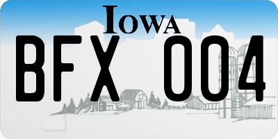 IA license plate BFX004