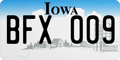 IA license plate BFX009