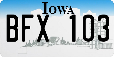 IA license plate BFX103