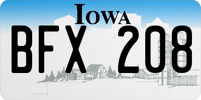 IA license plate BFX208