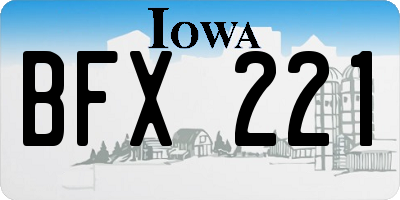 IA license plate BFX221