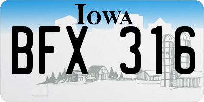 IA license plate BFX316
