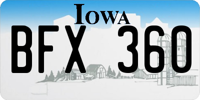 IA license plate BFX360