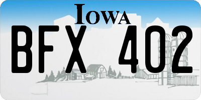 IA license plate BFX402