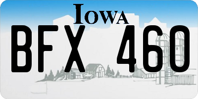 IA license plate BFX460