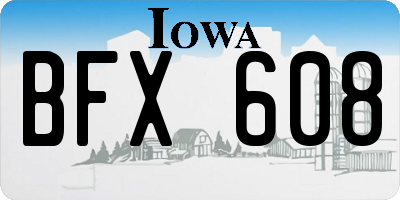 IA license plate BFX608
