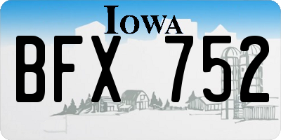 IA license plate BFX752