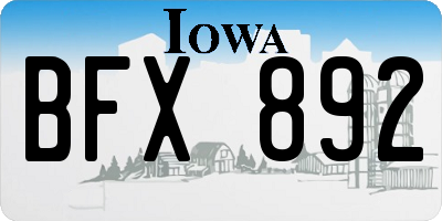 IA license plate BFX892