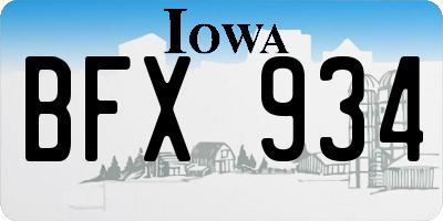IA license plate BFX934