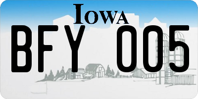 IA license plate BFY005