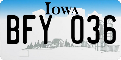 IA license plate BFY036