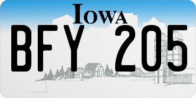IA license plate BFY205