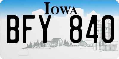 IA license plate BFY840