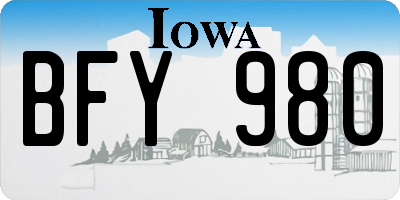 IA license plate BFY980