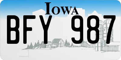 IA license plate BFY987