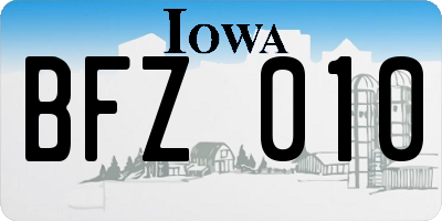 IA license plate BFZ010