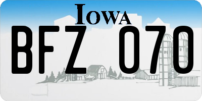 IA license plate BFZ070