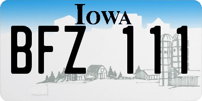 IA license plate BFZ111