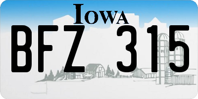 IA license plate BFZ315