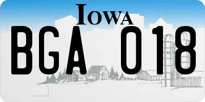 IA license plate BGA018