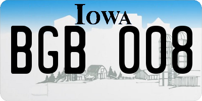 IA license plate BGB008