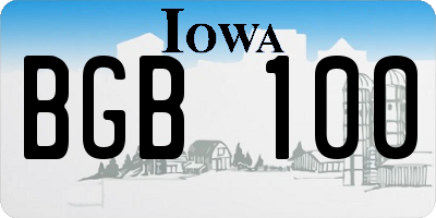 IA license plate BGB100