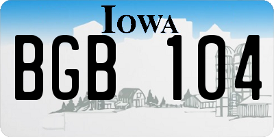 IA license plate BGB104