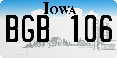 IA license plate BGB106
