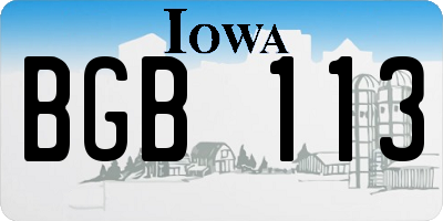 IA license plate BGB113
