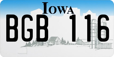 IA license plate BGB116